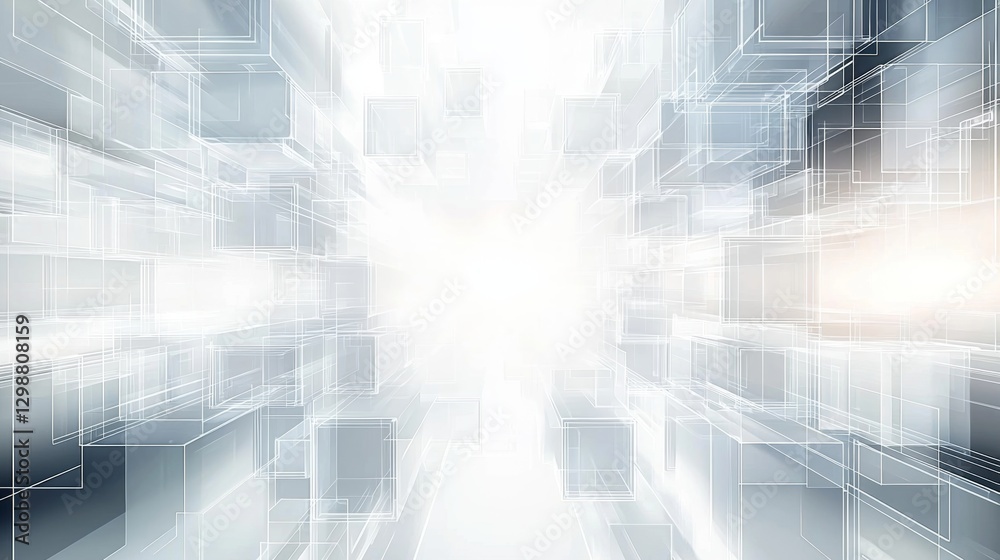 Fototapeta premium Abstract 3D Rendering White and Grey Cubes Geometric Perspective Technology Background