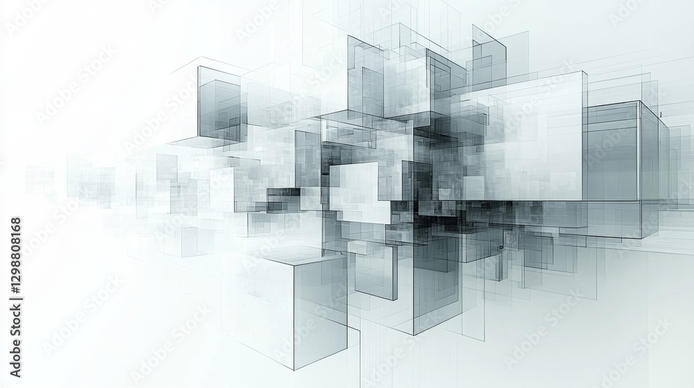 Fototapeta premium Abstract 3D Rendering Interlocking Transparent Cubes Geometric Design Modern Architecture Concept