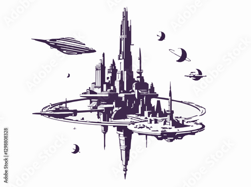 Space City Concept Art for Interplanetary Colonization