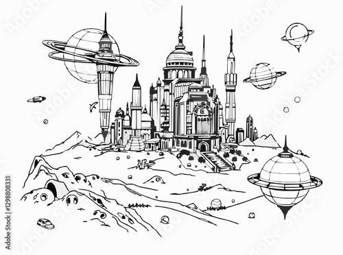Space City Concept Art for Interplanetary Colonization