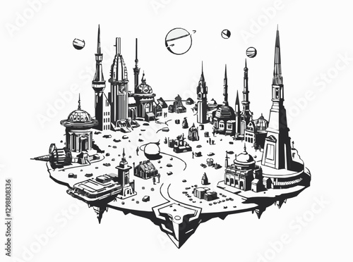 Space City Concept Art for Interplanetary Colonization