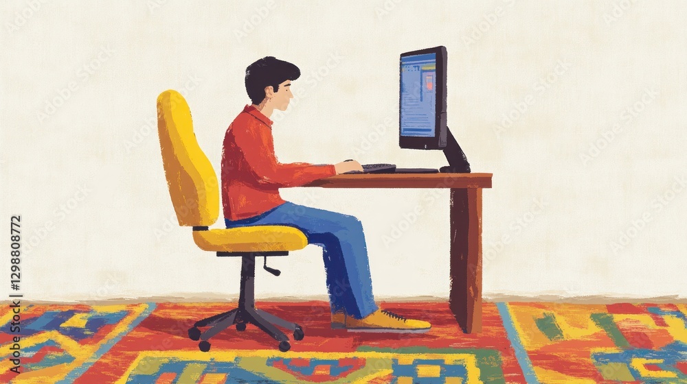 Fototapeta premium Teenager working at home