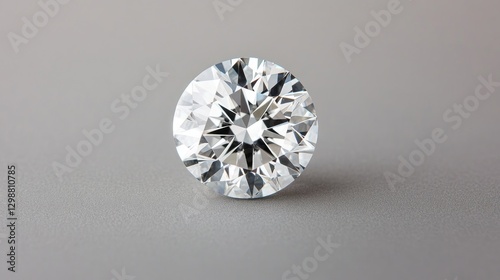 Round Brilliant Cut Diamond on Gray Background (1) photo