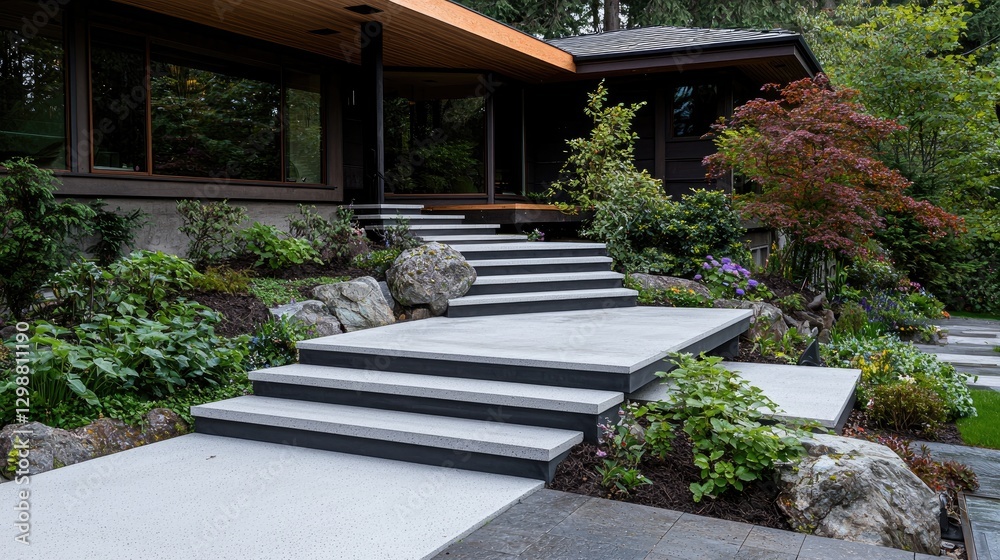 Modern Home Exterior Steps and Landscaping Modern Home Exterior Steps and Landscaping