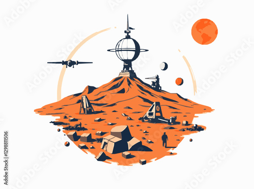 Conceptual Art of Mars Colonization Mission