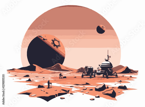 Conceptual Art of Mars Colonization Mission