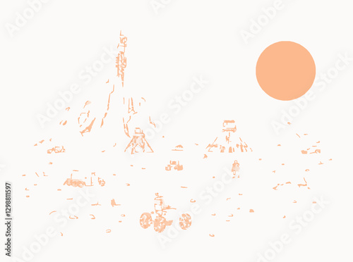 Conceptual Art of Mars Colonization Mission