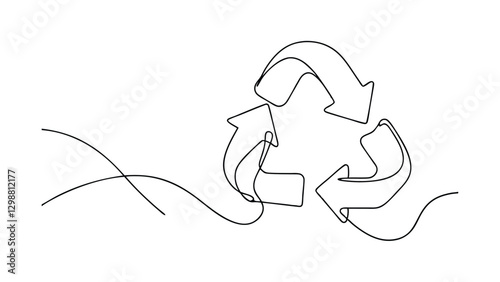 Continuous Line Art Recycling Symbol Ecofriendly Sustainability Design