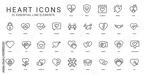 heart essential line elements icon, love relationships emotions aspects expressions heart, home gift family anniversary