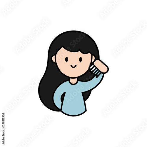 anime girl brushing her long, silky hair