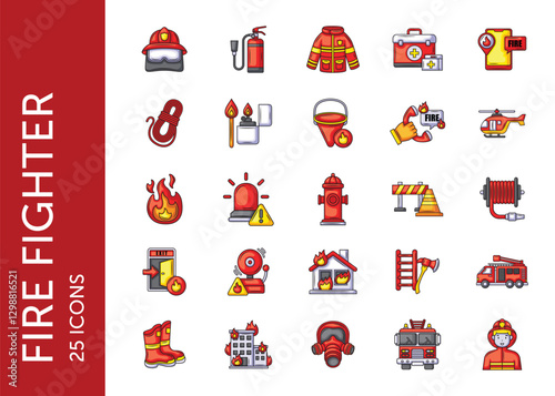 Fire Fighter icon pack. Set icon design