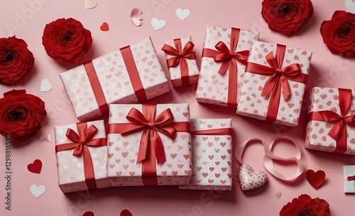 gift box with rose petals