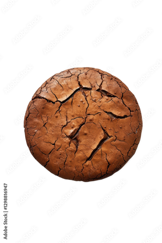 Fototapeta premium Chocolate chip cookie isolated on white background, baked dessert, sweet treat, homemade snack, tasty indulgence, chocolate dessert, food photography.