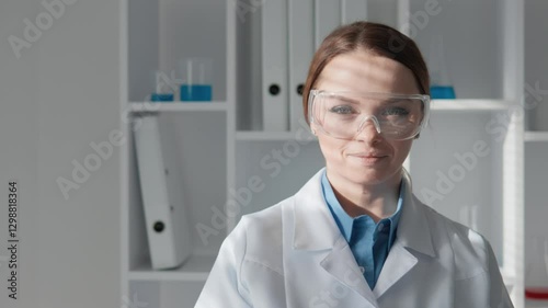 Wallpaper Mural A confident female scientist works in a lab, showcasing her research skills. She embodies creativity and collaboration, contributing to biological and chemical discoveries while inspiring peers Torontodigital.ca