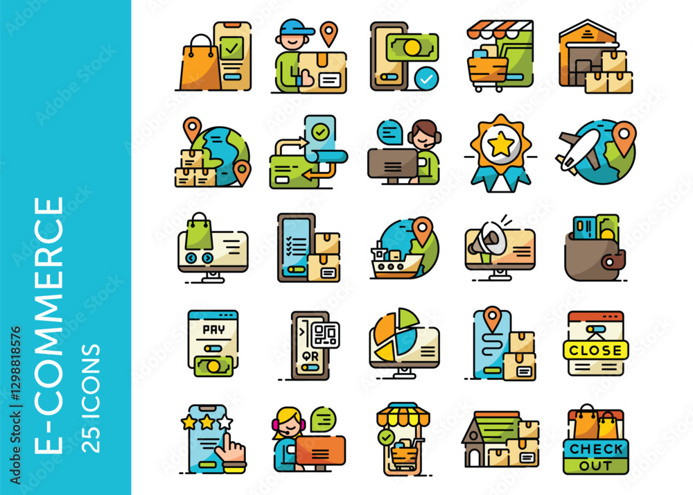 Obraz premium E-Commerce icon pack. Set icon design