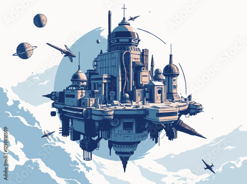 Colonizing Outer Space: Vector Art of Future Settlements