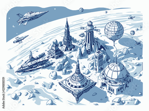 Colonizing Outer Space: Vector Art of Future Settlements