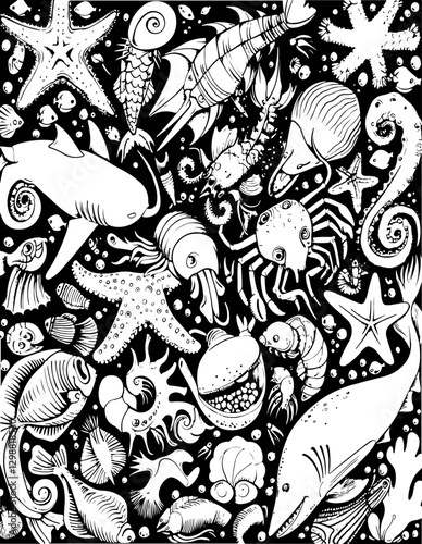 pattern, vector, seamless, cartoon, animal, design, illustration, doodle, wallpaper, flower, art, set, drawing, sketch, decoration, floral, fish, cat, cute, icon, element, leaf, ornament, texture, bir