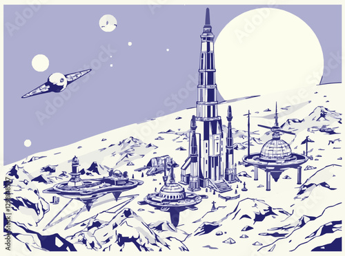 Colonizing Outer Space: Vector Art of Future Settlements