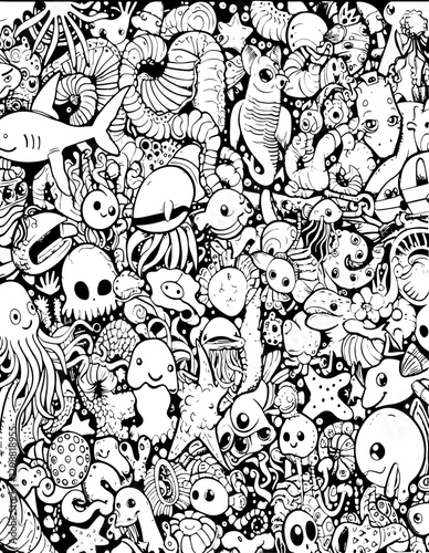 pattern, vector, seamless, cartoon, animal, design, illustration, doodle, wallpaper, flower, art, set, drawing, sketch, decoration, floral, fish, cat, cute, icon, element, leaf, ornament, texture, bir