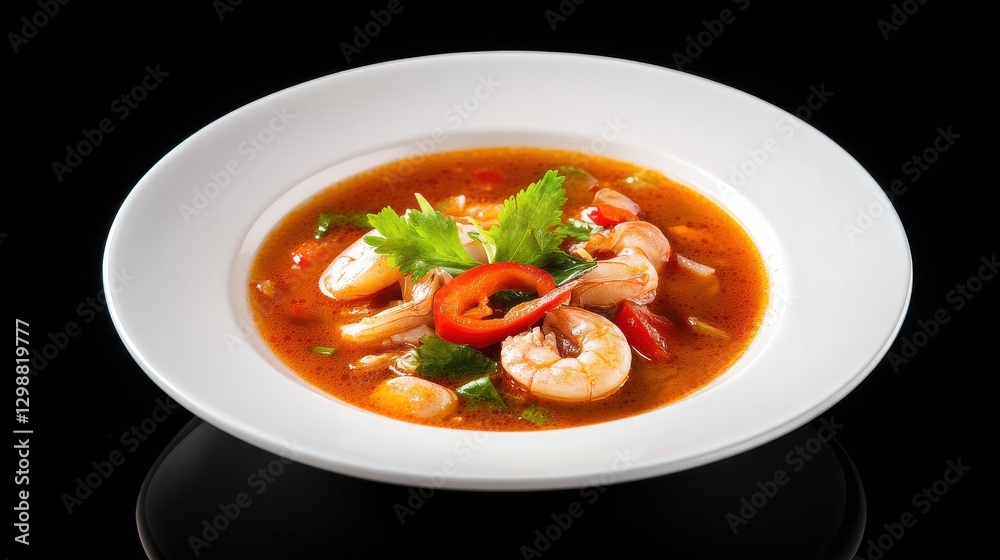 Tom Yum Soup in White Bowl Tom Yum Soup in White Bowl
