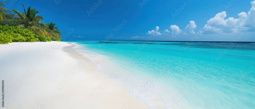 Fototapeta premium Tropical Beach with White Sand and Clear Blue Water
