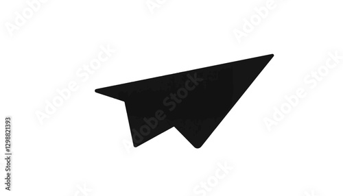 Silhouette of paper airplane flying in mid-air, freedom and creativity