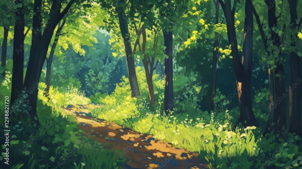 Obraz premium sunlit forest path