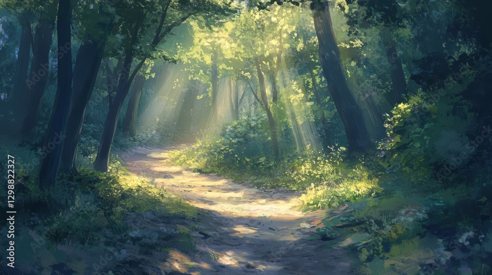 Fototapeta premium sunlit forest path