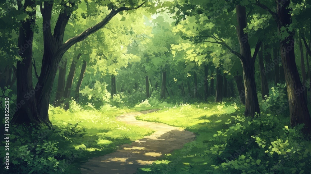 Obraz premium sunlit forest path