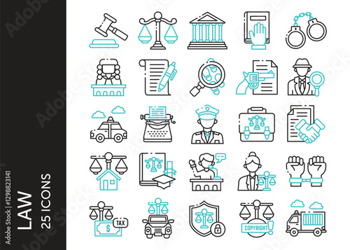 Law icon pack. Set icon design