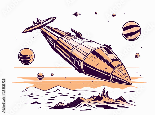 Interstellar Travel Concept with Spaceship and Colonization