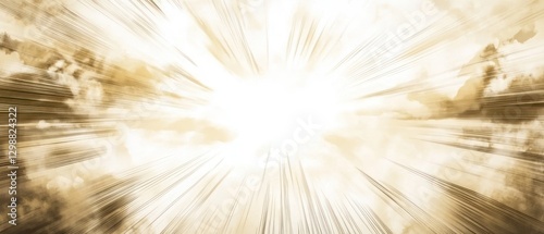 Abstract Golden Rays Radiating from Center with Blurry Cloud-Like Patterns