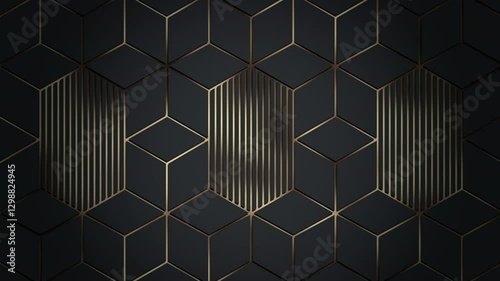 Abstract elegant black gold hexagonal video background
