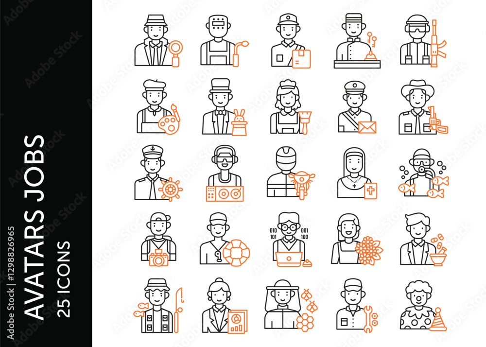Obraz premium Avatar Jobs icon pack. Set icon design