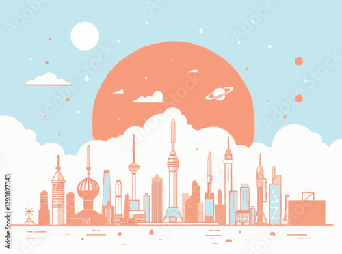 Abstract Space Cityscape Design for Colonization Ideas