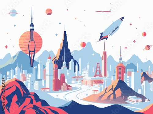 Abstract Space Cityscape Design for Colonization Ideas