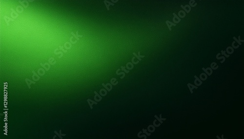 Glowing green grainy texture background blurred light gradient black green dark banner backdrop
