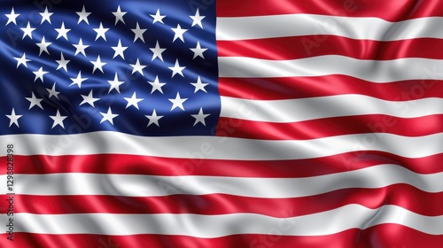 Waving Flag of the USA with Sky in Background