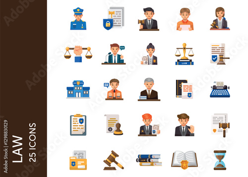 Law icon pack. Set icon design