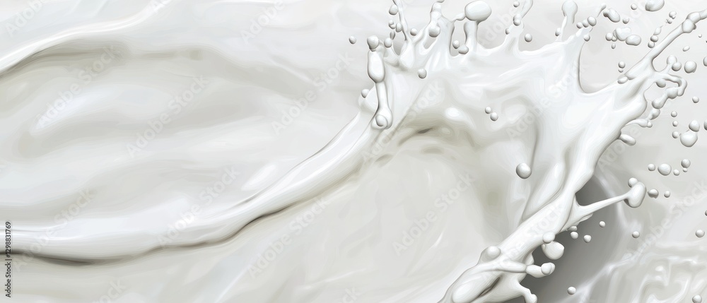 A Splashes of Creamy Milk in a White Background