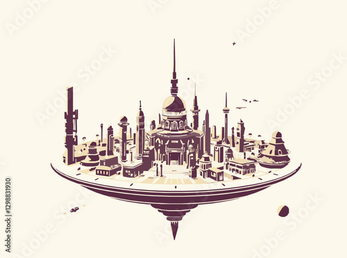 Sci-Fi Cityscape in Space for Interplanetary Settlements