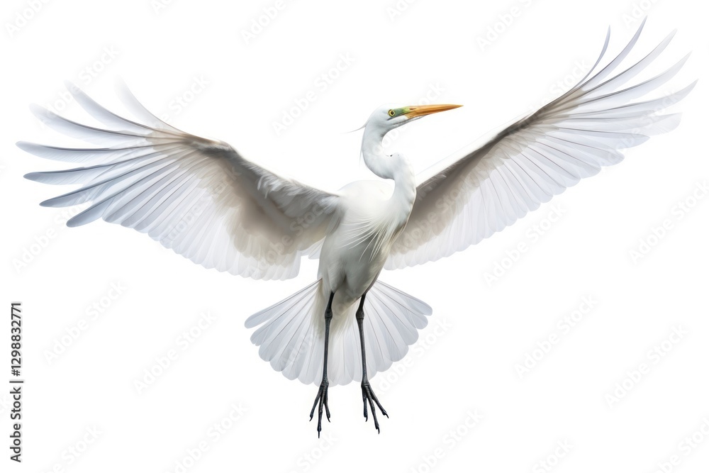 Fototapeta premium Egret flying animal heron stork.