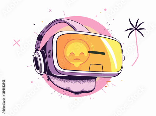 Immersive Virtual Reality Experience Vector Illustration