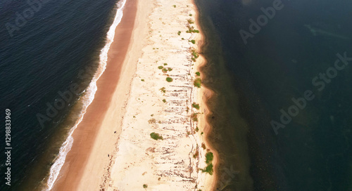 Aerial view of sandbar, Sussex Beach near Freetown, Sierra Leone