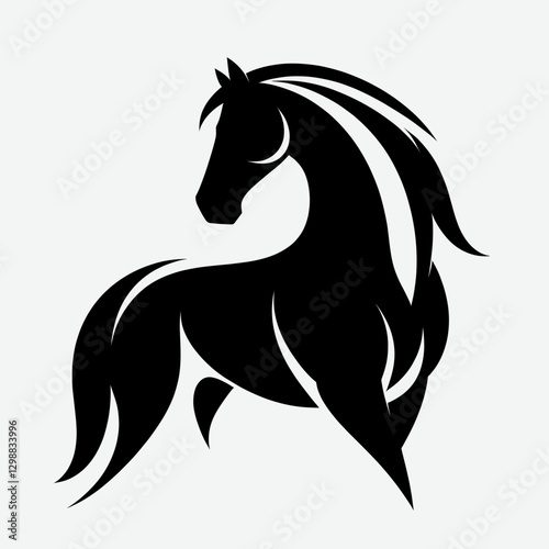 Stylish black horse silhouette with elegant posture on a minimalistic background