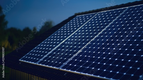 Solar panels on a rooftop at night