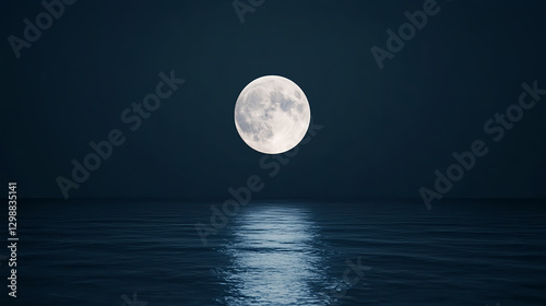 bright moon reflecting on calm ocean waters at night creates serene atmosphere