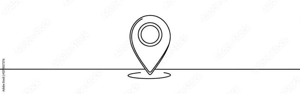 Map pin continuous one line drawing. Location, navigator, geolocation sign in simple linear style. Vector illustration. Map pin continuous one line drawing. Location, navigator, geolocation sign in simple linear style. Vector illustration.
