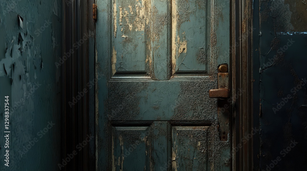 Weathered Teal Door With Peeling Paint And Rusted Hardware Weathered Teal Door With Peeling Paint And Rusted Hardware